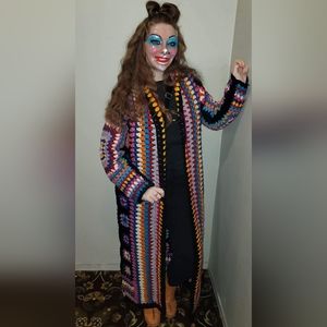 Granny square knitt duster cardigan sweater